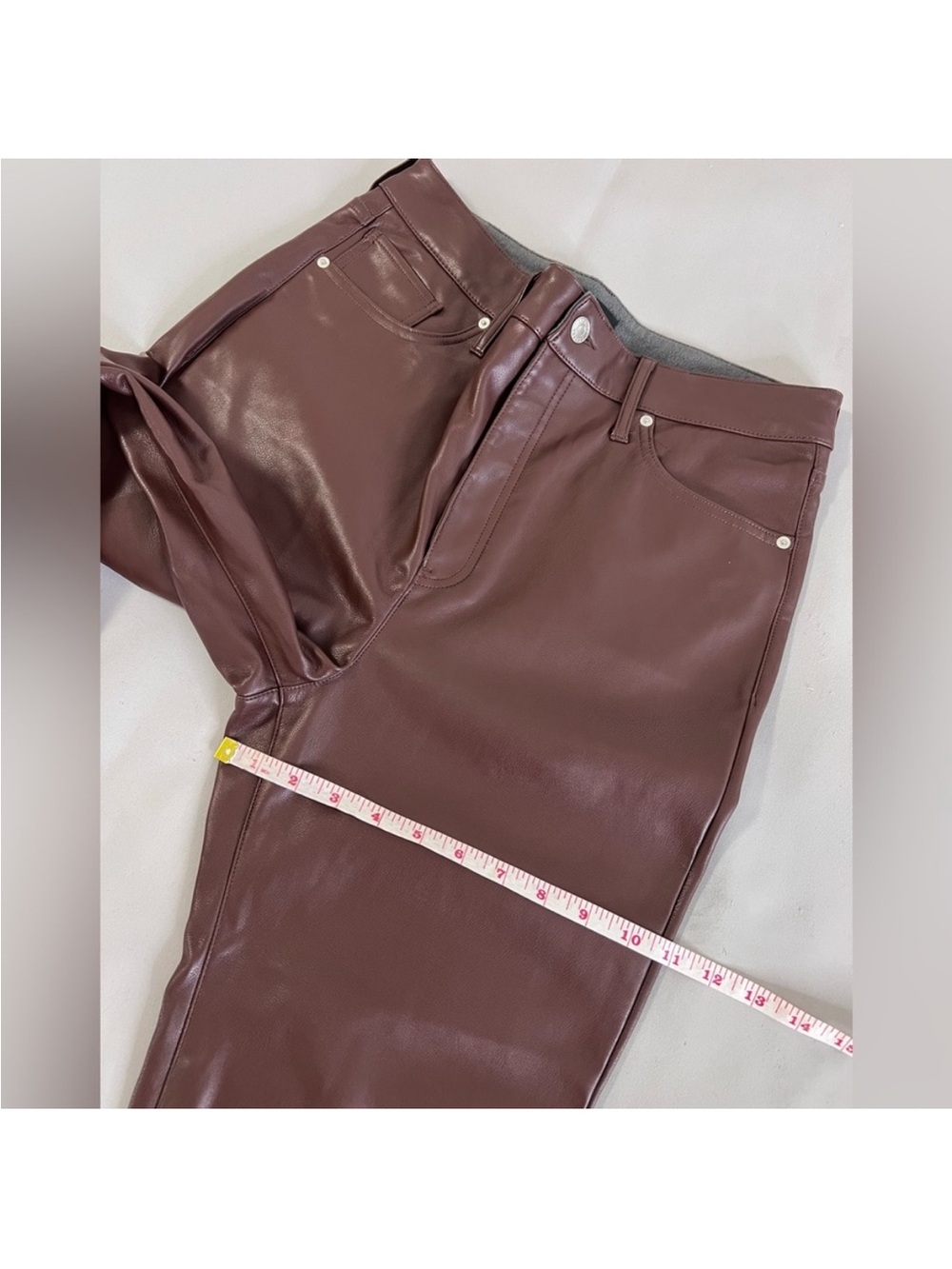 Express Faux Leather High-Rise Pants in Deep Burgundy